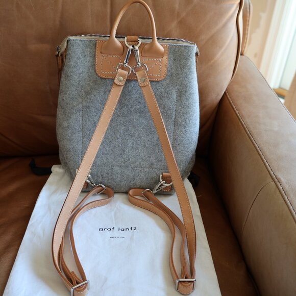 Graf Lantz Bedford Midi Backpack in Granite Merino Wool and Vachetta Leather - Picture 5 of 15